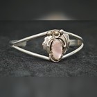 Navajo Sterling Silver Squash Blossom Cuff Bracelet Featuring Mother Of Pearl