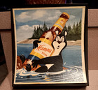 Small Vintage 1950s 60s Hamm s Beer Plastic Sign Bear Mascot Eddy Milwaukee Usa