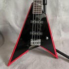 Black Solid Electric Bass Guitar 4string White Resin Fretboard Inlay Red Banding