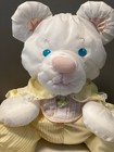Vtg Fisher Price Plush Puffalump Mouse bear  Yellow   White Stripes  Rattle