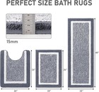 Bathroom Rug Mat Set 3 Piece Microfiber Shaggy Bath Set Non-slip Ultra Soft
