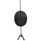 Antique Victorian Tole Fire Screen W Adjustable Cast Iron Pole