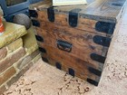 Old Antique Pine Chest  Vintage Wooden Storage Trunk  Blanket Box  Coffee Table 