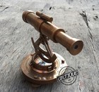Vintage Solid Brass Theodolite Survey Alidade   Telescope Compass Instrument