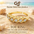 0 15ct Moissanite Adjustable Women s  Toe Ring 14k Yellow Gold Plated 925 Silver