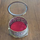 Vintage Gold Ormolu Casket Jewelry Trinket Box Beveled Glass Lid Japan 4 25 