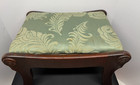 Vintage Wooden Foot Stool Upholstered Top Medallion Corners