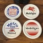 Vintage Mobilgas Gas Ceramic Drink Coasters Set Of 4 In Rack Licensed By Mobil