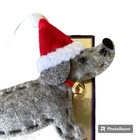 Dachshund Ornament New Santa Weenie Dog Doxie Jingle Bell Gray Felt Holiday