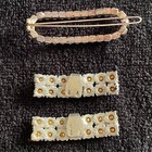 Vintage Clear Rhinestone Rectangular Shoe Clips And Oval Barrette Mother s Day