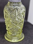 Pressed Yellow Glass Salt Pepper Shakers  Vintage 4  High 2 Pcs Set Starburst
