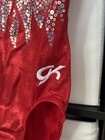 Gk Elite Girl s Large Red Silver Sequin Sleeve Gymnastics Leotard Competition