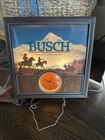 Vintage Busch Beer Clock Western Cowboy 3d Scene Light Up Works