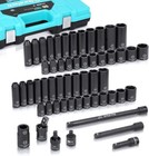Duratech 55pcs 1 2  Impact Socket Set Standard deep Impact Sockets In Sae metric