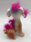 Vintage Mcm Kitschy Dog Puppy Pink Fur Ceramic Figurine Japan