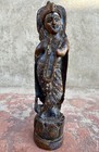 Antique Old Rare Wooden Hand Carved Hindu God Krishna Worship Figure Statue