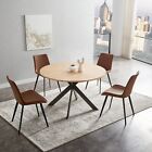 Jiexi 46  Round Dining Table Set For 4 Kitchen Table With 4 Pu Leather Chairs