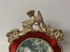 Gold Tone Metal   Red Enamel Photo Picture Frame 3 1 2       X 5       Gorgeous