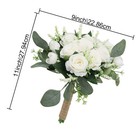 Set Of 4 Bridesmaid Bouquets For Wedding - 7 Inch Artificial Ivory Flower Bou   