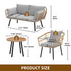 4pcs Patio Outdoor Furniture Set Sofa Sectional Wicker Rattan Loveseat Chairs