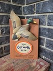 Vintage Light Olympia Beer Sign Plaque Mallard Duck Wildlife  Rare