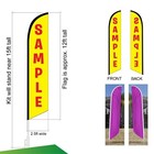Solid Bright Purple Swooper Feather Banner Sign With Flag Pole Kit And Ground   