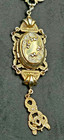 Antique French Edwardian Art Nouveau Gold Floral Ornate Locket Necklace Mourning