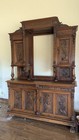 17th Century Vintage Antique Hand Carved Wood Buffet Cabinet And Hutch