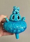 Antique Chinese Porcelain Censor Incense Burner - Turquoise Glaze - Foo Lion