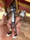 Vtg Russ Berrie Bendy Rubber Cat Mouse Bendies Toy 6    Bendable Black white 1980s