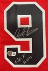 Dennis Rodman Signed Bulls Custom Red Jersey W  Hof 11 Beckett Wit Bas Coa