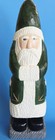 Folk Art Hand Carved German Style Wood Santa Claus 16  Statue Green 2008