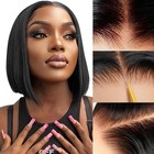 4x4short Bob Wig Glueless Wig Human Hair Pre Plucked Pre Cut Lace Front Straight