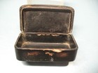 Antique  Snuff  Box  Papier  Mache    w  Brass   Inlay  Victorian   King  George