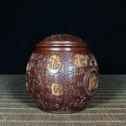 10cm Marked Old Chinese Dynasty Purple Bronze Palace Blessing Word Tank Jar Pot