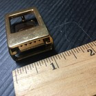 Vintage 1970s Gold Tone Rectangle Belt Buckle W  Brown Enamel Movable Insert