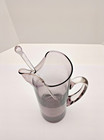 Vintage Mcm Tall Smoked Purple Tint Glass Martini Pitcher   Stir Stick