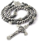 Mens Stainless Steel Charcoal Grey Paracord Rosary