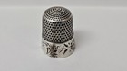 Vintage Sterling Silver Floral Design Thimble Size 10   e d f  Monogram No Holes