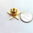 Vintage Five Point Star Lapel Pin Brass Tone Woven Center Award Recognition