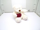 Russ Berrie White Teddy Bear Stuffed Plush Bear Hugs Red Heart