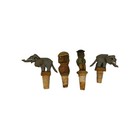 Lot Of 4 Anri Wood Hand Carved Painted Cork Bottle Stoppers wine Corks Vtg Read