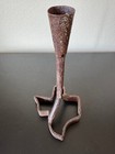 Vintage Branding Iron Candle Holder 10  Texas State Shape 5x5  Folk Art Primitiv