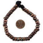 Antique Copper Diamond Cut Cylinder Beads 4x8mm Faceted Large Hole 9 Inch Strand
