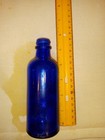 3s Antique Round Bottle Glass Cobalt Blue Pharmacy Apothecary   Medicine 5 1 2 
