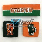 John Cena Never Give Up Green Purple Sweatbands Headband Wristbands 3pc Set Wwe
