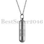 Stainless Steel Openable Cylinder Urn Ash Keepsake Cremation Pendant Necklace