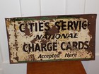 Vintage Cities Service National Charge Card Metal Flange Sign