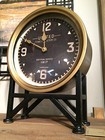 Shyam Xxl 16  Vintage Style Aged Metal Round Table Desk Mantle Clock 06094