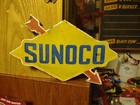Vintage Rare Sunoco Gasoline Arrow Porcelain Metal Sign Automobile Motorcycle